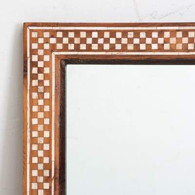 Lot 64 - Mahogany Checkered Bone Inlaid Framed Mirror