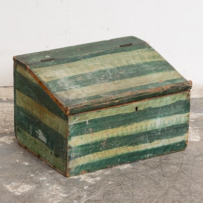 Lot 65 - Green Stripe Painted Wood Coal Box