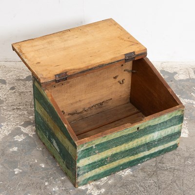 Lot 65 - Green Stripe Painted Wood Coal Box
