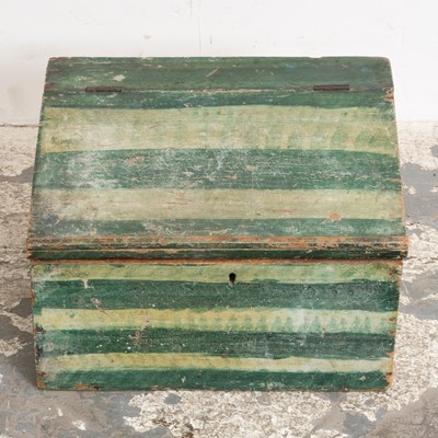 Lot 65 - Green Stripe Painted Wood Coal Box