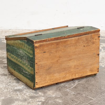 Lot 65 - Green Stripe Painted Wood Coal Box