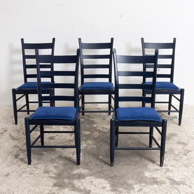 Lot 66 - Set of Five Blue Painted Dining Chairs