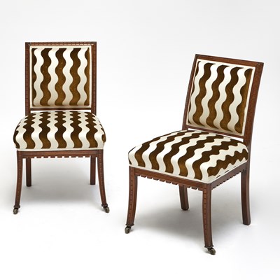 Lot 195 - Pair of Regency Style Upholstered Mahogany Side Chairs