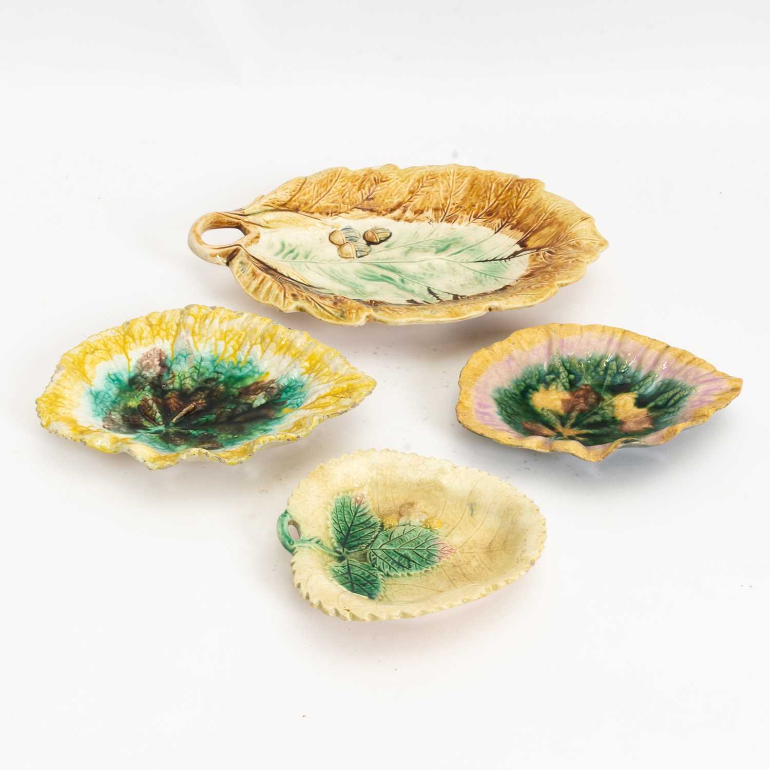 Lot 43 - Group of Majolica Four Leaf Form Dishes