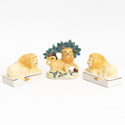 Lot 44 - Group of Three Staffordshire Lions