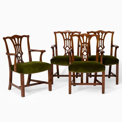 Lot 456 - Set of Four George III Style Mahogany Armchairs
