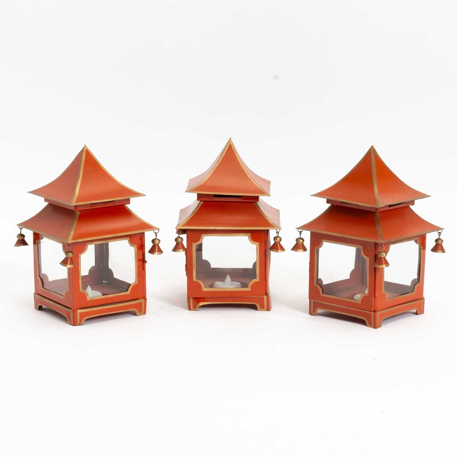 Lot 46 - Set of Three Painted Tole Lanterns