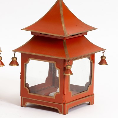 Lot 46 - Set of Three Painted Tole Lanterns