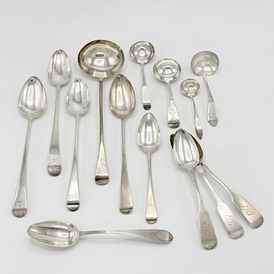 Lot 1108 - Group of Silver Serving Spoons and Ladles