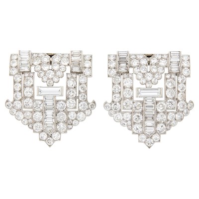 Lot 269 - Pair of Platinum and Diamond Clips