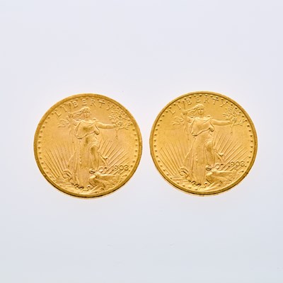 Lot 12A - United States - Group of 1908 No Motto St. Gaudens Double Eagles.