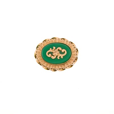 Lot 1080 - Gold and Green Onyx Pendant-Brooch