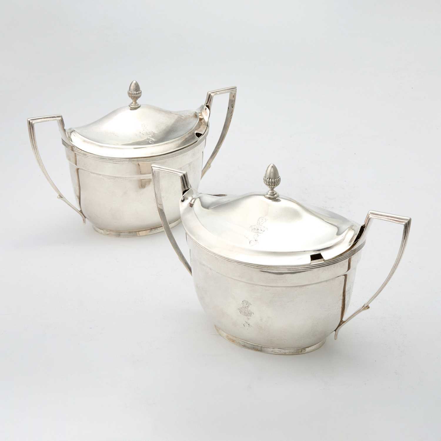 Lot 103 - Pair of George III Sterling Silver Covered Sugar Bowls