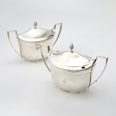 Lot 103 - Pair of George III Sterling Silver Covered Sugar Bowls