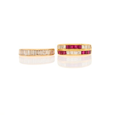 Lot 1035 - Gold and Diamond Ring and Tiffany & Co. Gold, Ruby and Diamond Ring