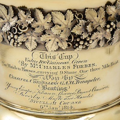 Lot 102 - Anglo-Indian Horse Racing Interest: George III Sterling Silver Gilt Covered Two Handled Cup