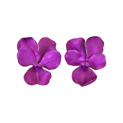 Lot 92 - JAR Pair of Purple Aluminum and Gold Violet Flower Earclips