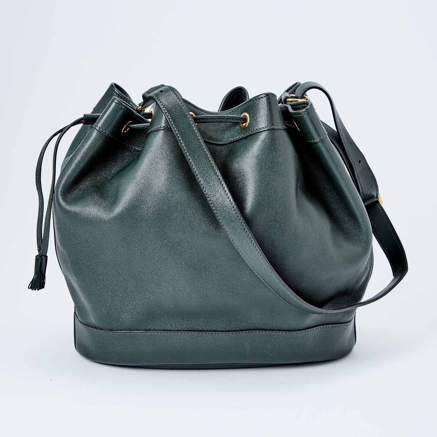Lot 1259 - Hermès Dark Green Leather Bucket Bag