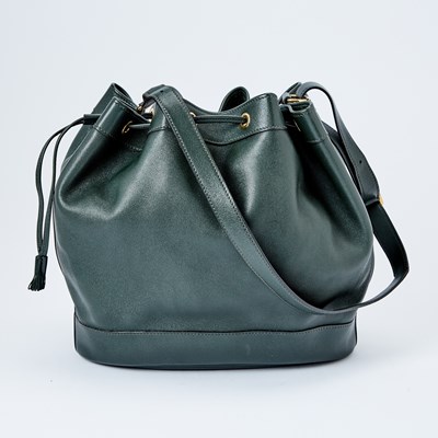 Lot 1259 - Hermès Dark Green Leather Bucket Bag