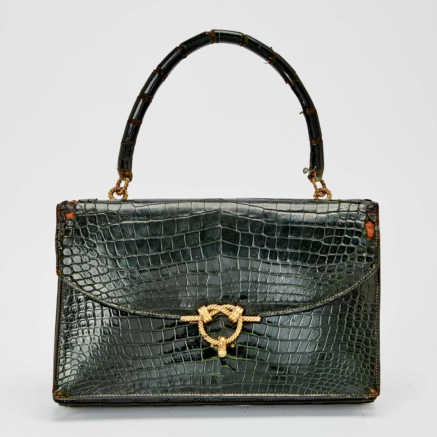 Lot 1261 - Vintage Hermès Green Crocodile Cordeliere Bag