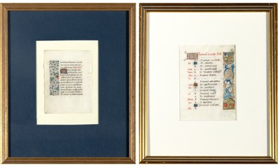Lot 1 - Two leaves from 15th-century Books of Hours