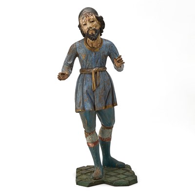 Lot 483 - Spanish Colonial Carved Wood Polychrome Figure of Saint Isidore