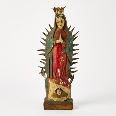 Lot 657 - Spanish Colonial Santo of the Virgin of Guadalupe, 19th century