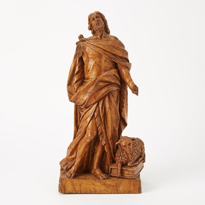 Lot 655 - Continental Carved Walnut Figure of Saint John the Baptist