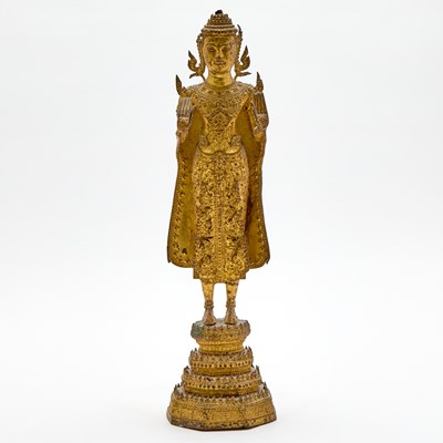 Lot 343 - A Thai Gilt Lacquered Bronze Figure of Buddha