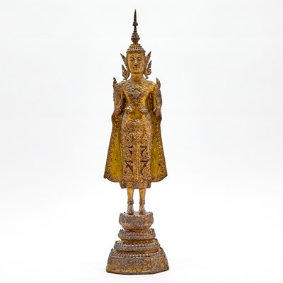 Lot 344 - A Thai Gilt Lacquered Bronze Figure of Buddha