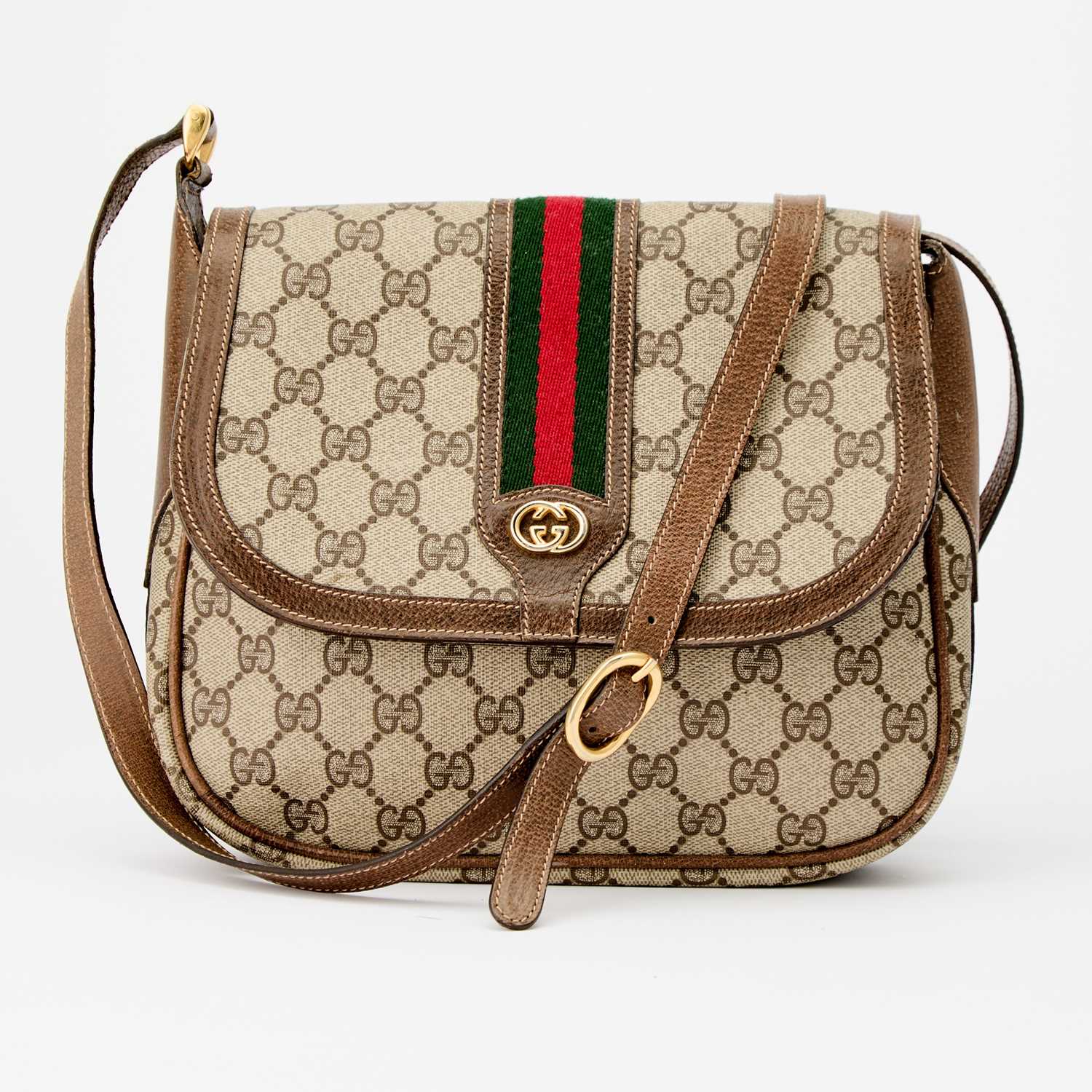 Lot 2345 - Vintage Gucci Brown Canvas and Leather Ophidia Bag