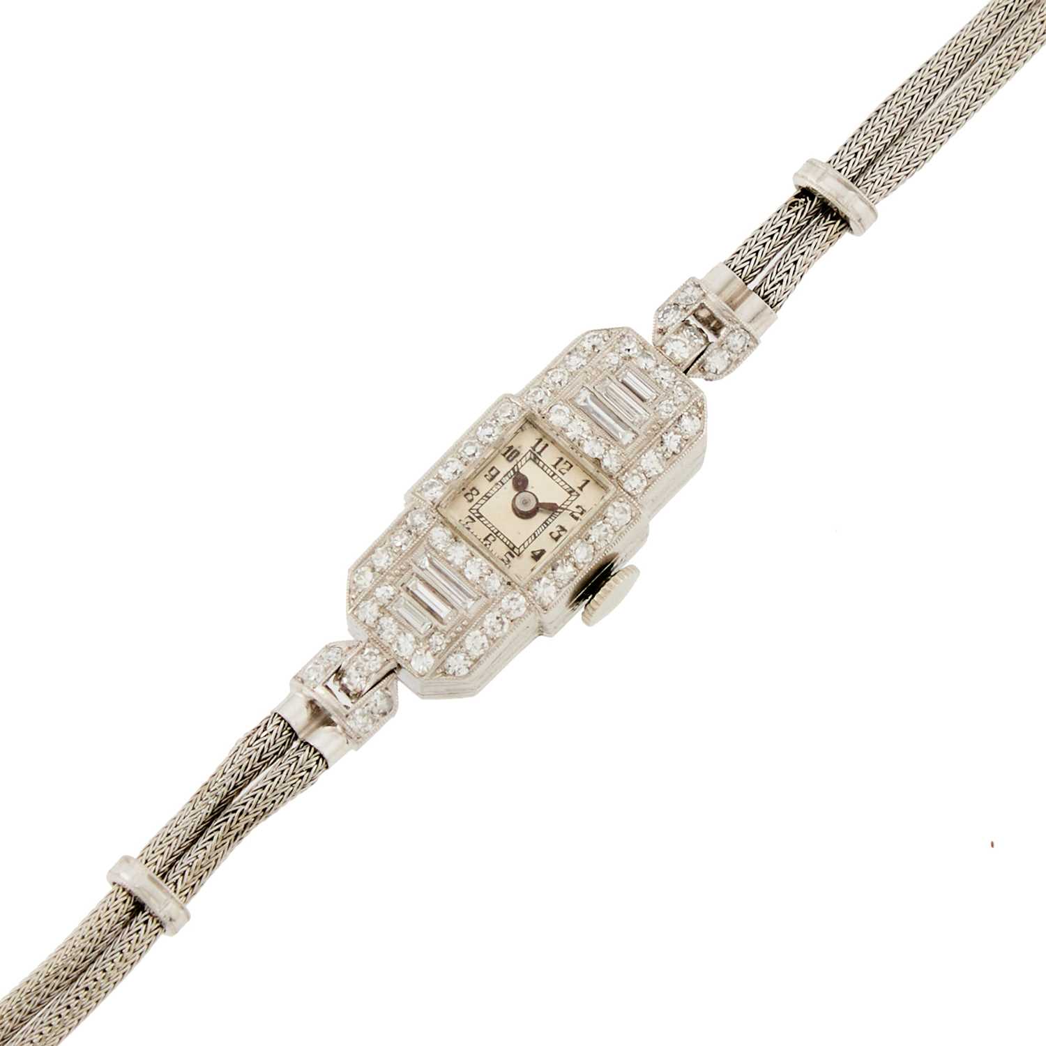 Lot 2172 - Platinum and Diamond Wristwatch