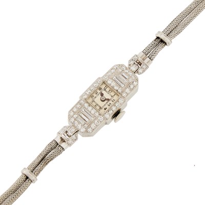 Lot 2172 - Platinum and Diamond Wristwatch