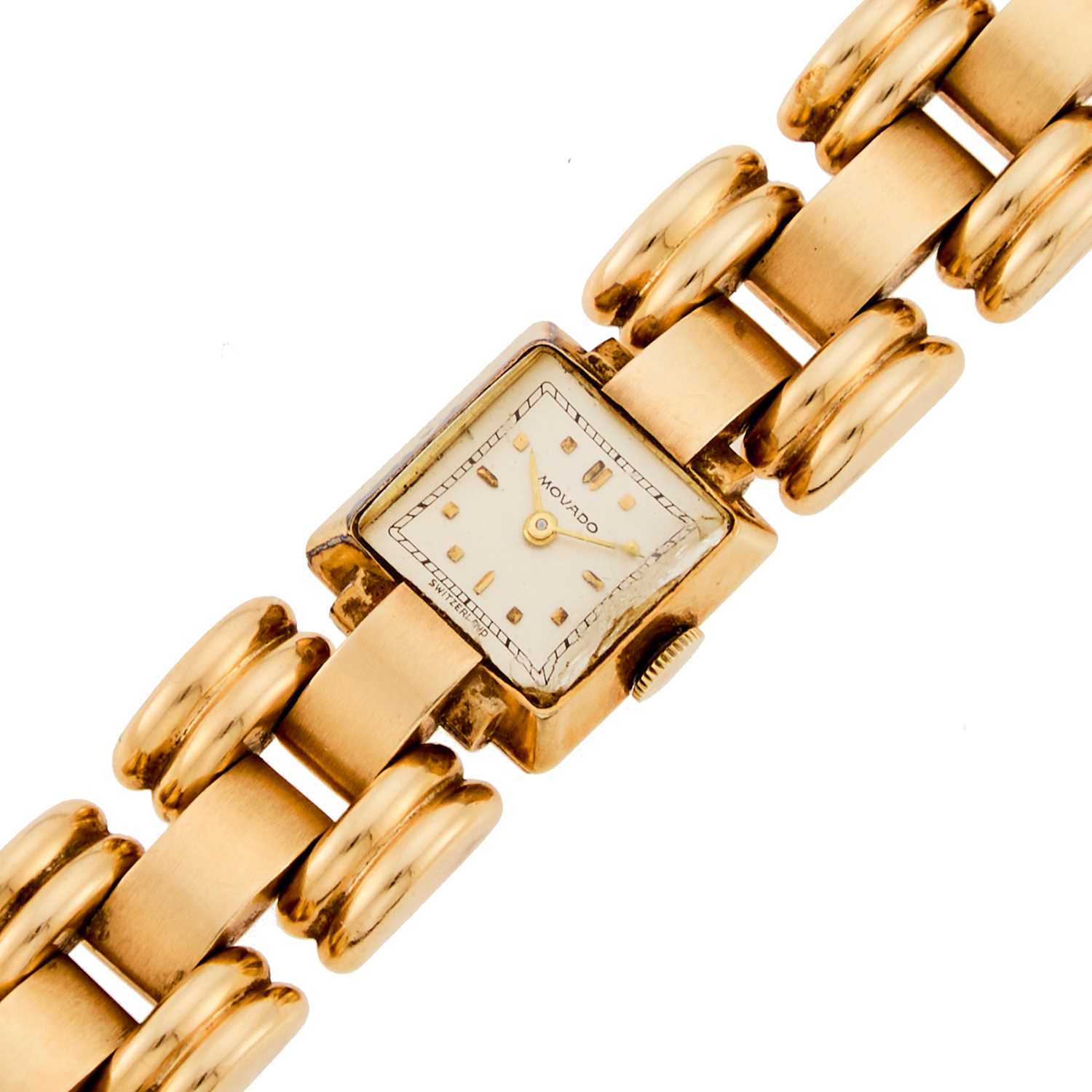 Lot 2189 - Movado Retro Gold Wristwatch