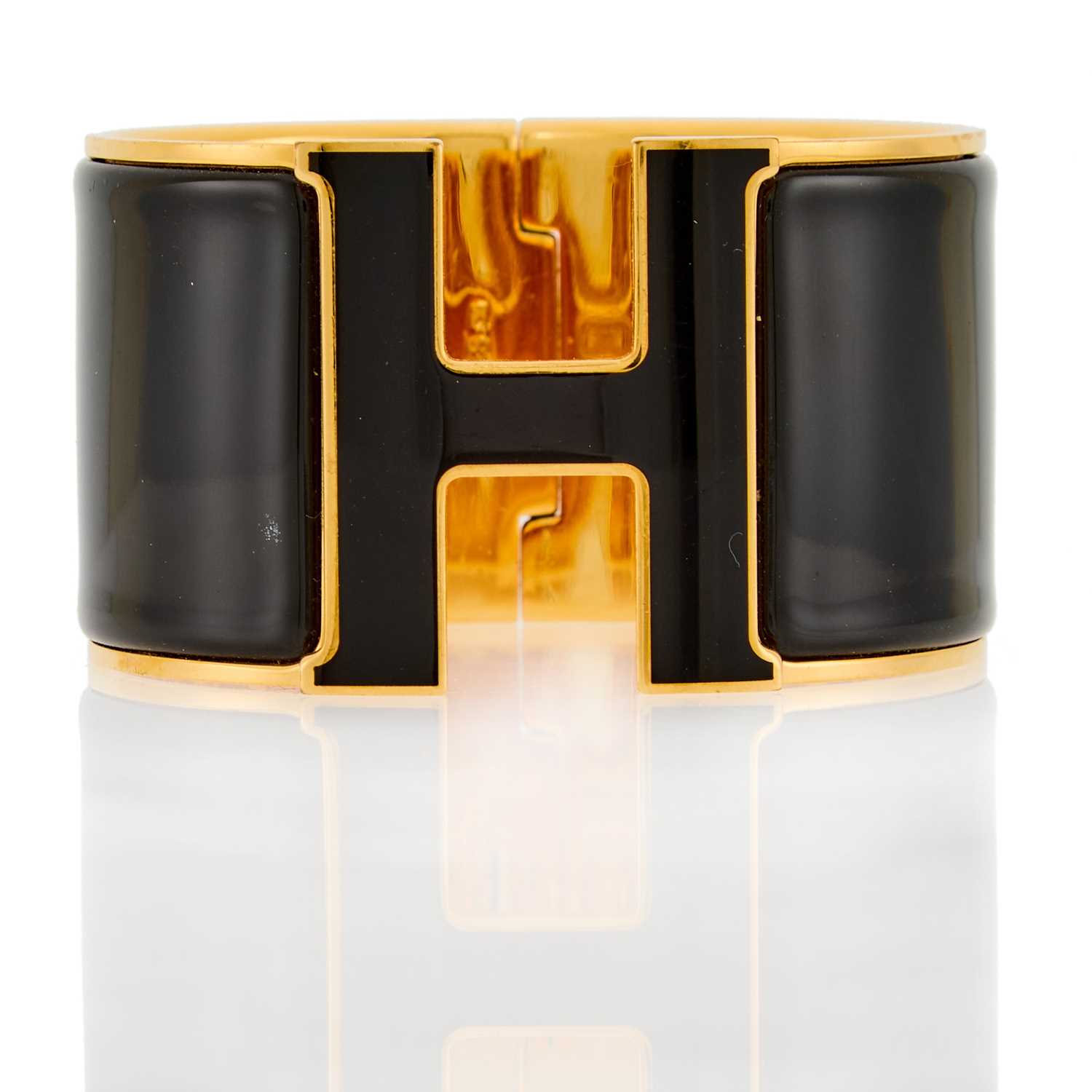 Lot 2053 - Hermès Wide Enamel 'Clic H XL' Bangle Bracelet