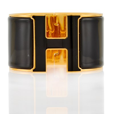Lot 2053 - Hermès Wide Enamel 'Clic H XL' Bangle Bracelet