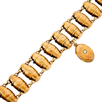 Lot 1162 - Gold, Gilt-Metal and Diamond Mourning Link Bracelet
