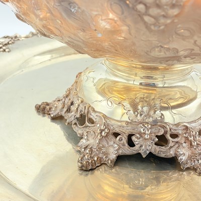 Lot 1132 - American Sterling Silver Punch Bowl, Ladle, Cups, and Stand