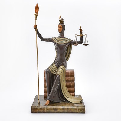 Lot 324 - Art Deco Style Cold-Painted Bronze Sculpture After Erie Entitled "Justice"