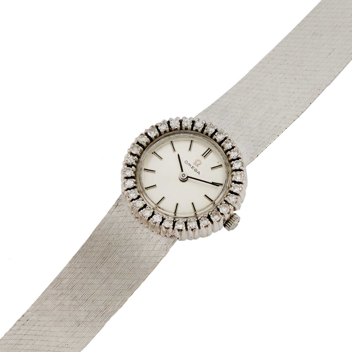 Lot 160 - Omega White Gold and Diamond Wristwatch