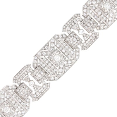 Lot 161 - Wide Platinum and Diamond Bracelet