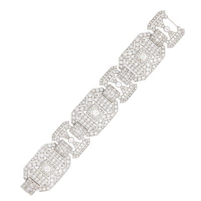 Lot 161 - Wide Platinum and Diamond Bracelet