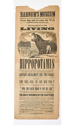 Lot 237 - An 1861 Barnum broadside for the Hippopotamus and "Great Expectations."