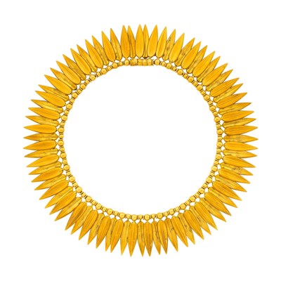 Lot 153 - Ernesto Pierret Etruscan Revival Gold Fringe Necklace