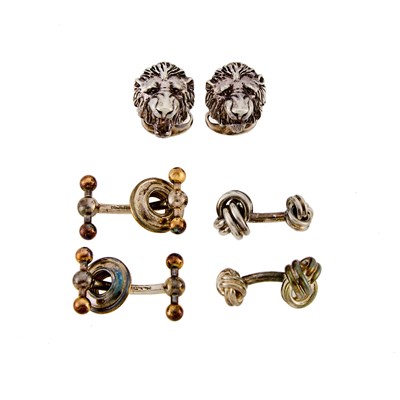 Lot 2179 - Three Pairs of Silver and Gold Cufflinks
