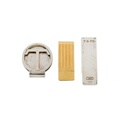 Lot 2182 - Two Tiffany & Co. Silver Money Clips and Gold Money Clip