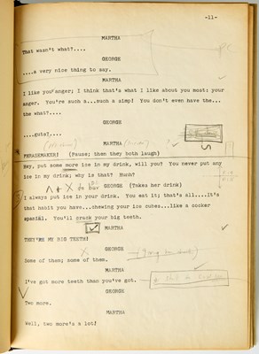 Lot 257 - The director's annotated script for Who's Afraid of Virginia Woolf? as work in progress