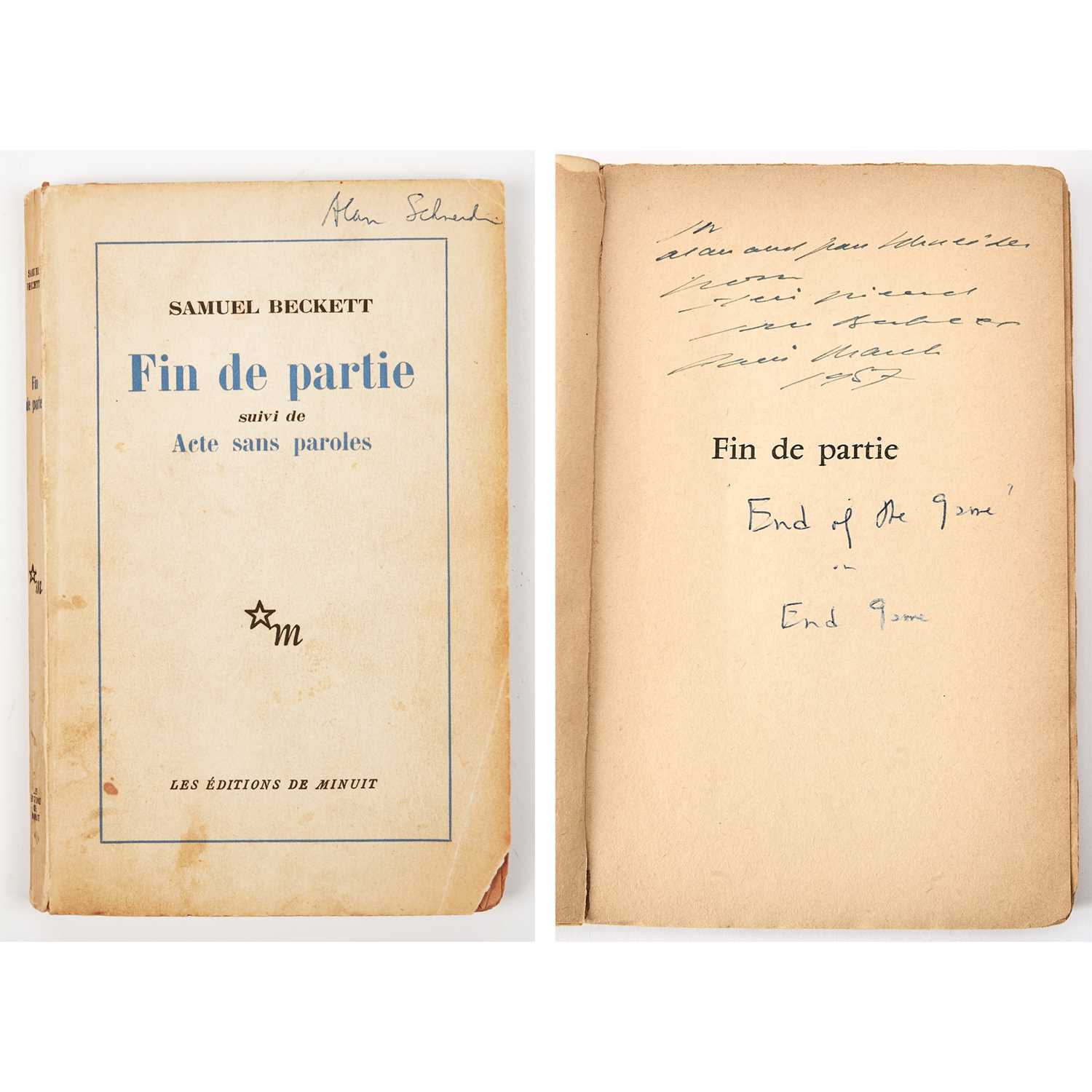 Lot 33 - The first edition of Endgame, Beckett's second play, inscribed to its first American director