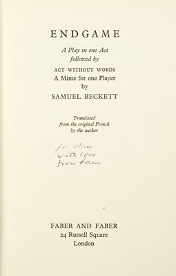 Lot 34 - A presentation copy of Endgame, inscribed by Beckett to his American director