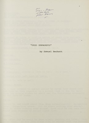 Lot 46 - Inscribed script of Beckett's "Ohio Impromptu" and "Catastrophe"